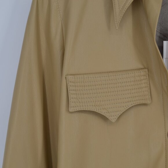NEW Nanushka Elpi Vegan Leather Quilt Shirt Point Collar Western in Wax Yellow S - Picture 5 of 11